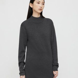 NWT Christophe Lemaire Uniqlo U Dark Gray Merino Wool Oversize Mock Neck Tunic